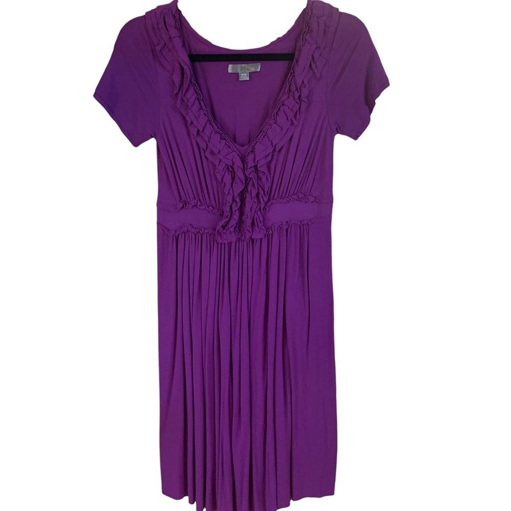 Short sleeves Empire Ruffled V-neck Dress Medium